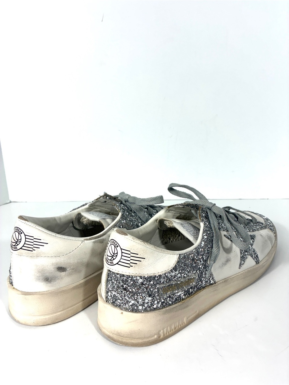 Golden Goose May Glitter Sneakers White Silver Star Women's Size 41 / US 11 - Picture 4 of 11